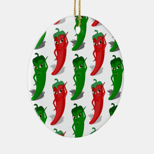 Cartoon rood en groen epper divas keramisch ornament (Rechts)