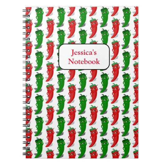 Cartoon rood en groen epper divas notitieboek (Voorkant)