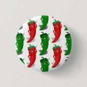 Cartoon rood en groen epper divas ronde button 3,2 cm (Voorkant)