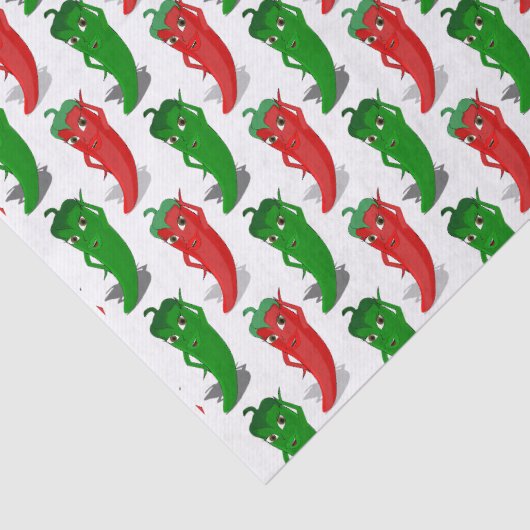 Cartoon rood en groen epper divas tissuepapier (Detail)