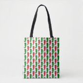 Cartoon rood en groen epper divas tote bag (Voorkant)