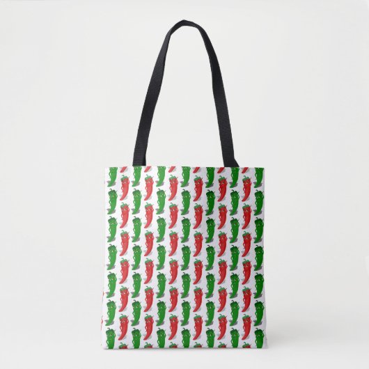 Cartoon rood en groen epper divas tote bag (Voorkant)