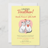 Cartoon Rood en Wit Cat Theme Bruiloft Kaart (Voorkant)