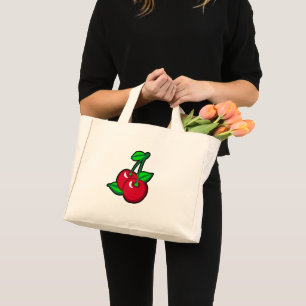 Cartoon Rood Groen Zwarte Kersen Fruit Kunst Mini Tote Bag
