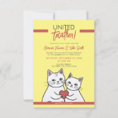 Cartoon rood & wit grillige katten bruiloft kaart (Voorkant)