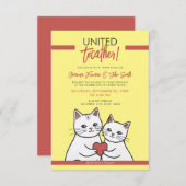 Cartoon rood & wit grillige katten bruiloft kaart (Voorkant / Achterkant)