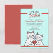 Cartoon rood & wit grillige katten bruiloft kaart (Voorkant / Achterkant)