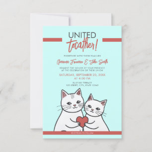 Cartoon rood & wit grillige katten bruiloft kaart