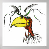 Cartoon Roodhals Vulture Bird Poster (Voorkant)