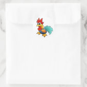 Cartoon Rooster Ronde Sticker (Tas)