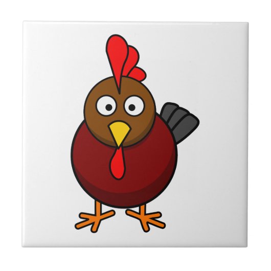 Cartoon Rooster  Tegeltje (Voorkant)