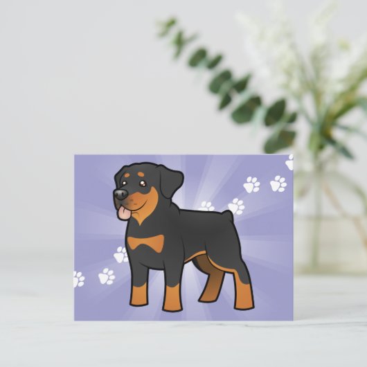 Cartoon Rottweiler Briefkaart (Staand voorkant)