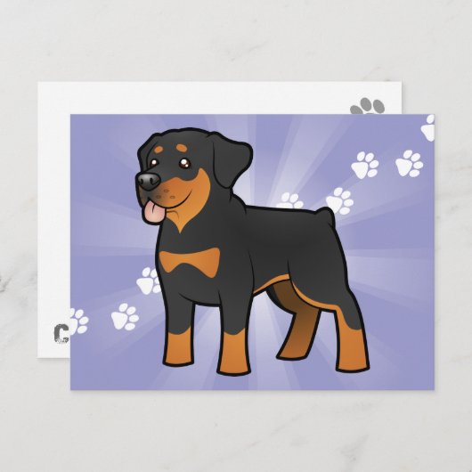 Cartoon Rottweiler Briefkaart (Voorkant / Achterkant)