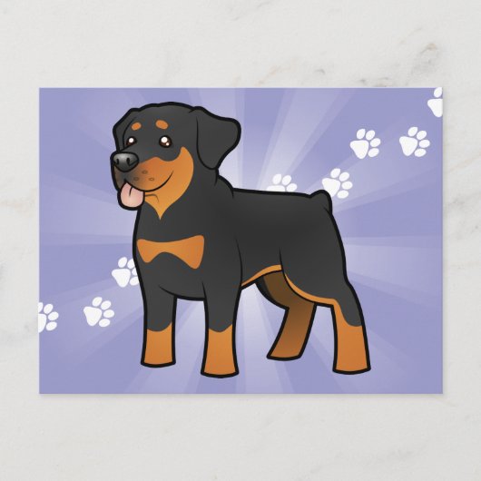 Cartoon Rottweiler Briefkaart (Voorkant)