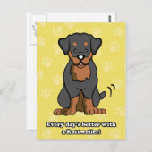 Cartoon Rottweiler-Briefkaart Briefkaart (Voorkant / Achterkant)