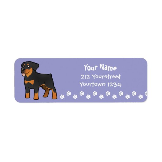Cartoon Rottweiler Etiket (Voorkant)