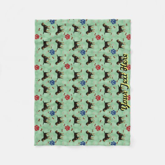 Cartoon Rottweiler Fleece Deken (Voorkant)