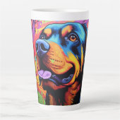 Cartoon Rottweiler in een Garden Latte Mok (Voorkant)
