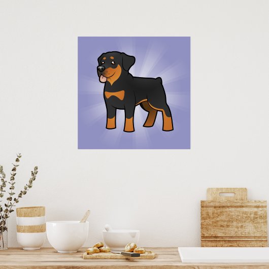 Cartoon Rottweiler Poster (Keuken)