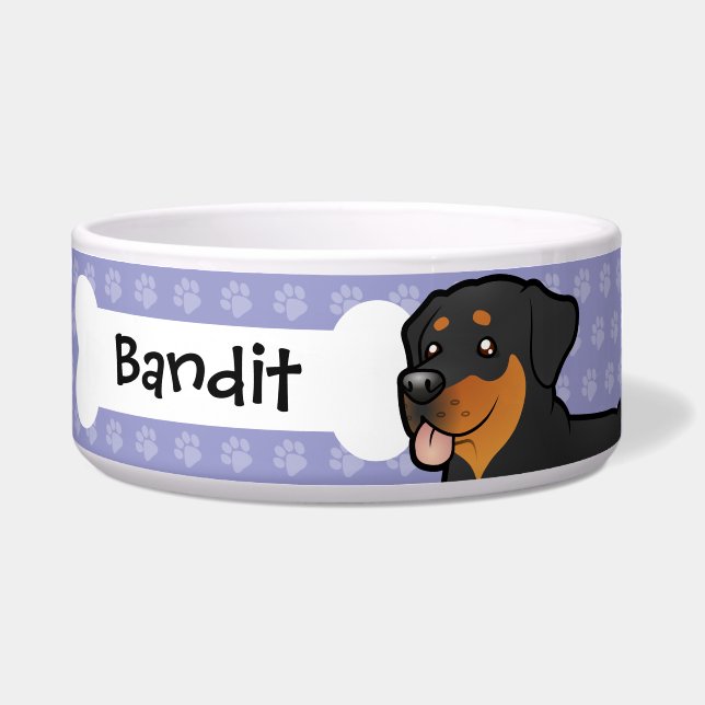 Cartoon Rottweiler Voerbakje (Voorkant)