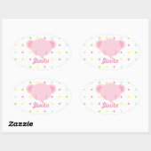 Cartoon Roze Baby Olifant Ovale Sticker (Vel)