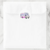Cartoon Roze Camper Ronde Sticker (Tas)