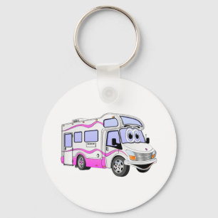 Cartoon Roze Camper Sleutelhanger
