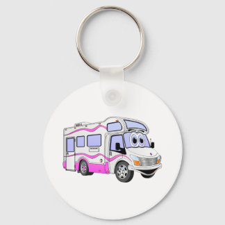 Cartoon Roze Camper Sleutelhanger