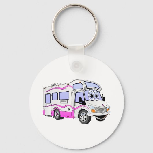 Cartoon Roze Camper Sleutelhanger (Voorkant)