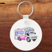 Cartoon Roze Camper Sleutelhanger (Voorkant)
