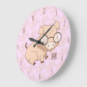 Cartoon Roze Chinees Jaar van de Varkens Grote Klok (Hoek)