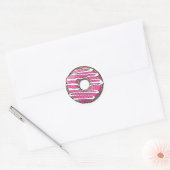 Cartoon Roze Donut met ijsvorming Ronde Sticker (Envelop)