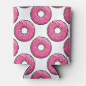 Cartoon roze donut met sprinken blikjeskoeler (Voorkant)