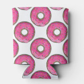 Cartoon roze donut met sprinken blikjeskoeler (Achterkant)