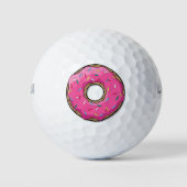 Cartoon roze donut met sprinken golfballen (Voorkant)