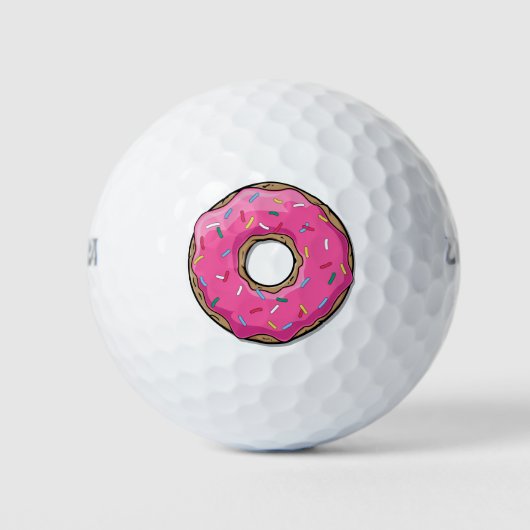 Cartoon roze donut met sprinken golfballen (Voorkant)