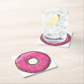 Cartoon roze donut met sprinken kartonnen onderzetters (Insitu)