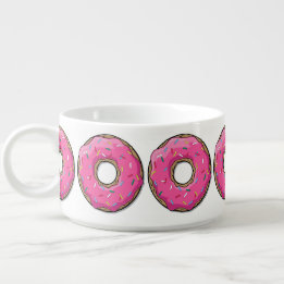Cartoon roze donut met sprinken kom