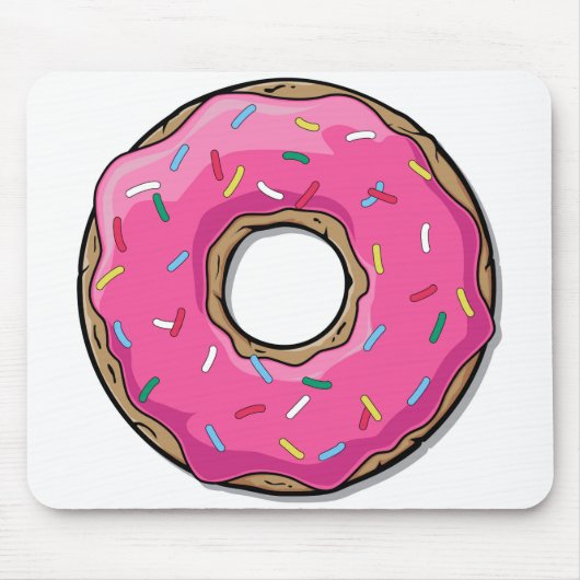 Cartoon roze donut met sprinken muismat (Voorkant)