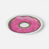 Cartoon roze donut met sprinken papieren bordje (Gekanteld)