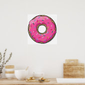 Cartoon roze donut met sprinken poster (Keuken)