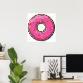 Cartoon roze donut met sprinken poster (Thuiskantoor)