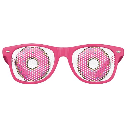 Cartoon roze donut met sprinken retro zonnebril (Voorkant)