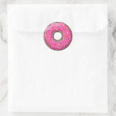 Cartoon roze donut met sprinken ronde sticker (Tas)