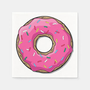 Cartoon roze donut met sprinken servetten
