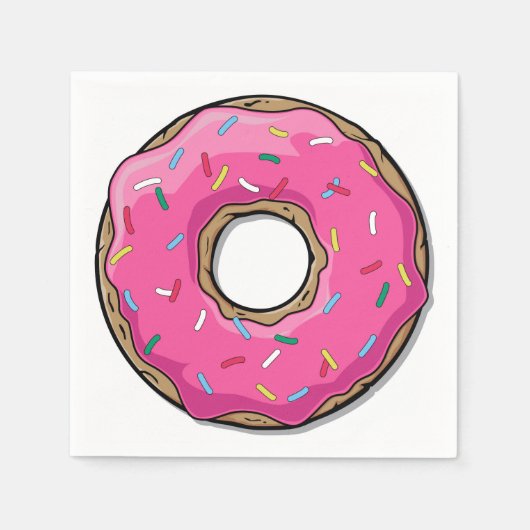 Cartoon roze donut met sprinken servetten (Voorkant)