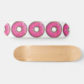Cartoon roze donut met sprinken skateboard (Horizontaal)