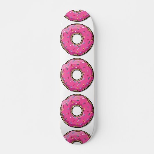 Cartoon roze donut met sprinken skateboard (Voorkant)