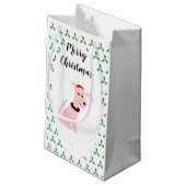 Cartoon roze hond Cheeky Dog Kerstmis Klein Cadeauzakje (Achterkant Gekanteld)