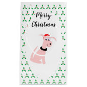 Cartoon roze hond Cheeky Dog Kerstmis Klein Cadeauzakje (Voorkant)